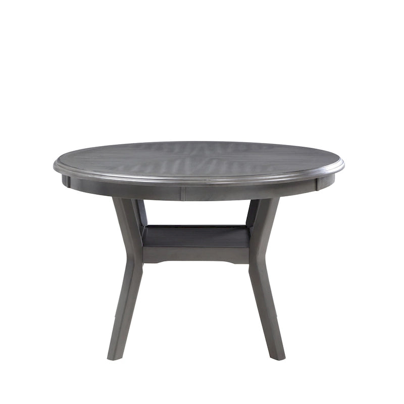 Round Dining Table Set for 4 – Farmhouse Style, Natural Beige / Grey / Cherry, 5-Piece