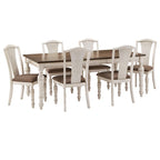Antique White Extendable Dining Table Set, 4–8 Person (5 or 7-Piece)
