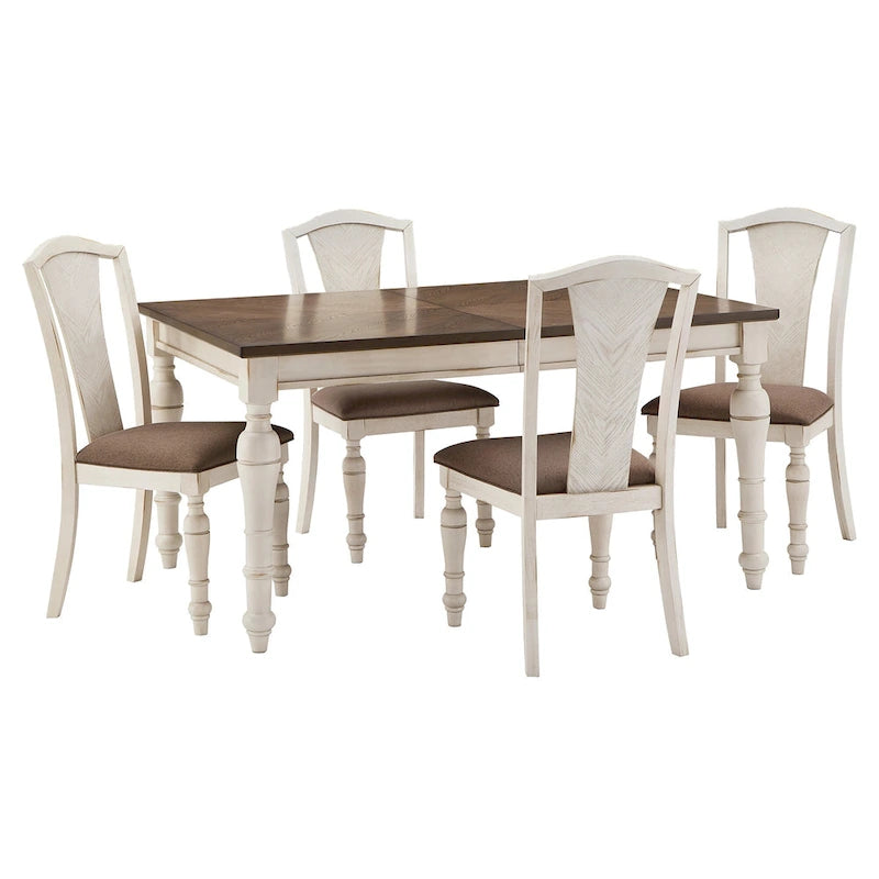Antique White Extendable Dining Table Set, 4–8 Person (5 or 7-Piece)