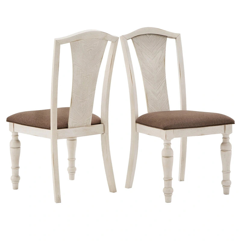 Antique White Extendable Dining Table Set, 4–8 Person (5 or 7-Piece)