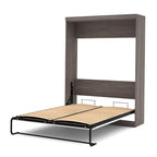 White/Grey/Antigua Queen Murphy Wall Bed with Closet Organizer & Doors, 2-Person Assembly, 90W