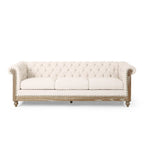 Dark Brown & Beige / Charcoal Chesterfield-Style Fabric Sofa Set, 3-Piece (Seats up to 5)