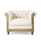 Dark Brown & Beige / Charcoal Chesterfield-Style Fabric Sofa Set, 3-Piece (Seats up to 5)