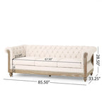 Dark Brown & Beige / Charcoal Chesterfield-Style Fabric Sofa Set, 3-Piece (Seats up to 5)