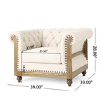 Dark Brown & Beige / Charcoal Chesterfield-Style Fabric Sofa Set, 3-Piece (Seats up to 5)