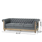 Dark Brown & Beige / Charcoal Chesterfield-Style Fabric Sofa Set, 3-Piece (Seats up to 5)