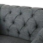 Dark Brown & Beige / Charcoal Chesterfield-Style Fabric Sofa Set, 3-Piece (Seats up to 5)