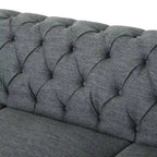 Dark Brown & Beige / Charcoal Chesterfield-Style Fabric Sofa Set, 3-Piece (Seats up to 5)
