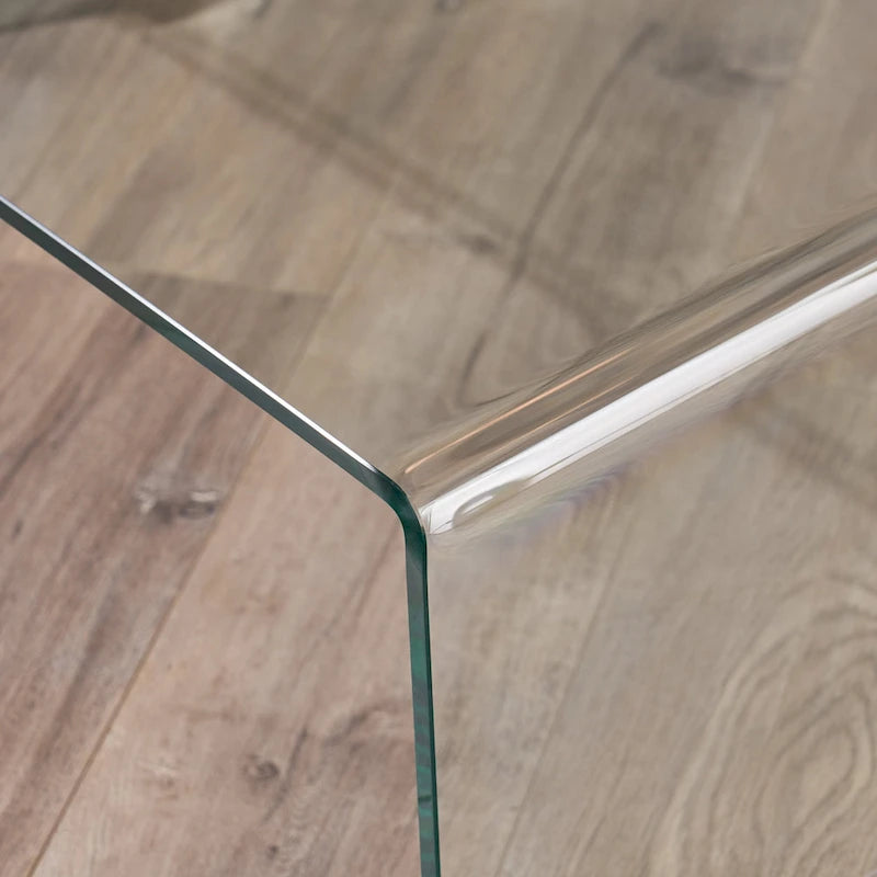 Clear Rectangle Tempered Glass Coffee Table, Modern Style, 1-Piece