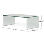 Clear Rectangle Tempered Glass Coffee Table, Modern Style, 1-Piece