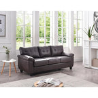 Black / Grey / White / Cappuccino Faux Leather Tufted Sofa, Seats 3