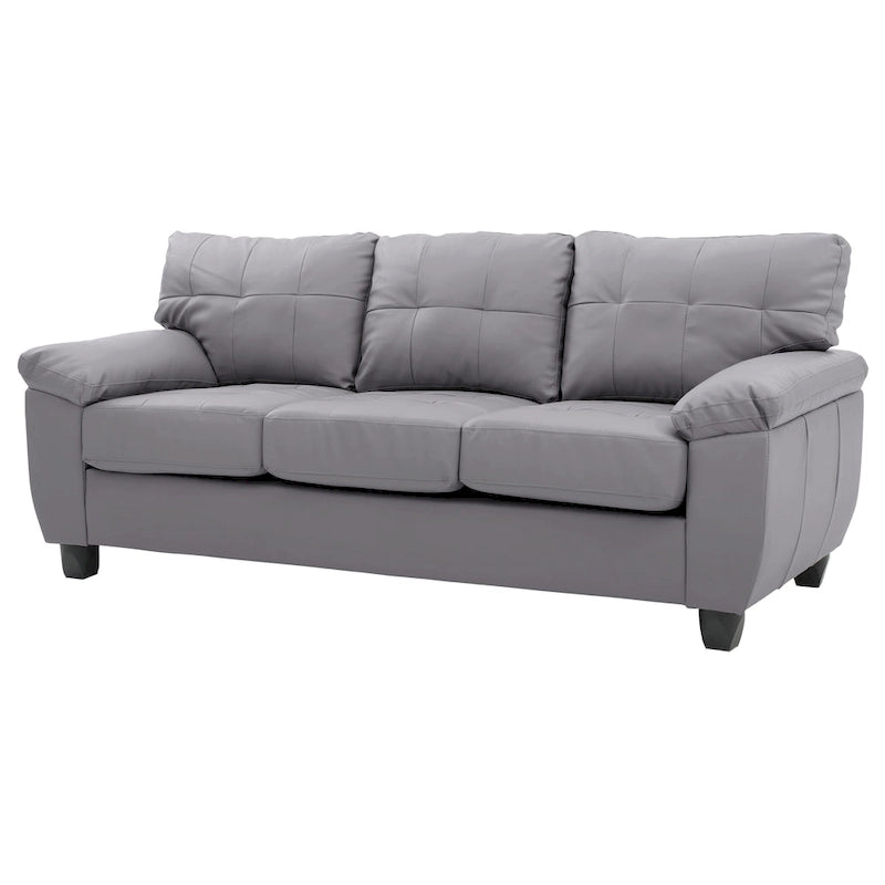 Black / Grey / White / Cappuccino Faux Leather Tufted Sofa, Seats 3