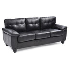 Black / Grey / White / Cappuccino Faux Leather Tufted Sofa, Seats 3