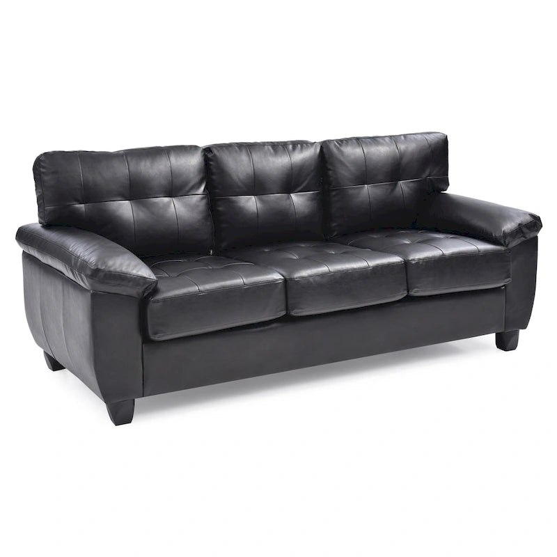 Black / Grey / White / Cappuccino Faux Leather Tufted Sofa, Seats 3