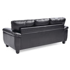 Black / Grey / White / Cappuccino Faux Leather Tufted Sofa, Seats 3
