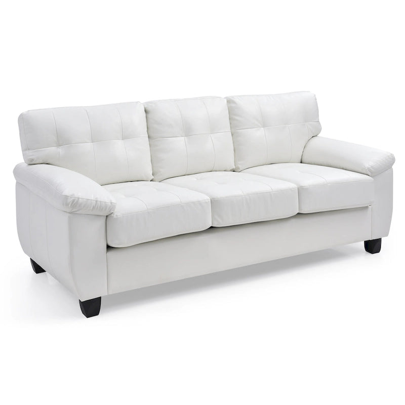 Black / Grey / White / Cappuccino Faux Leather Tufted Sofa, Seats 3