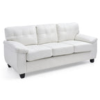 Black / Grey / White / Cappuccino Faux Leather Tufted Sofa, Seats 3