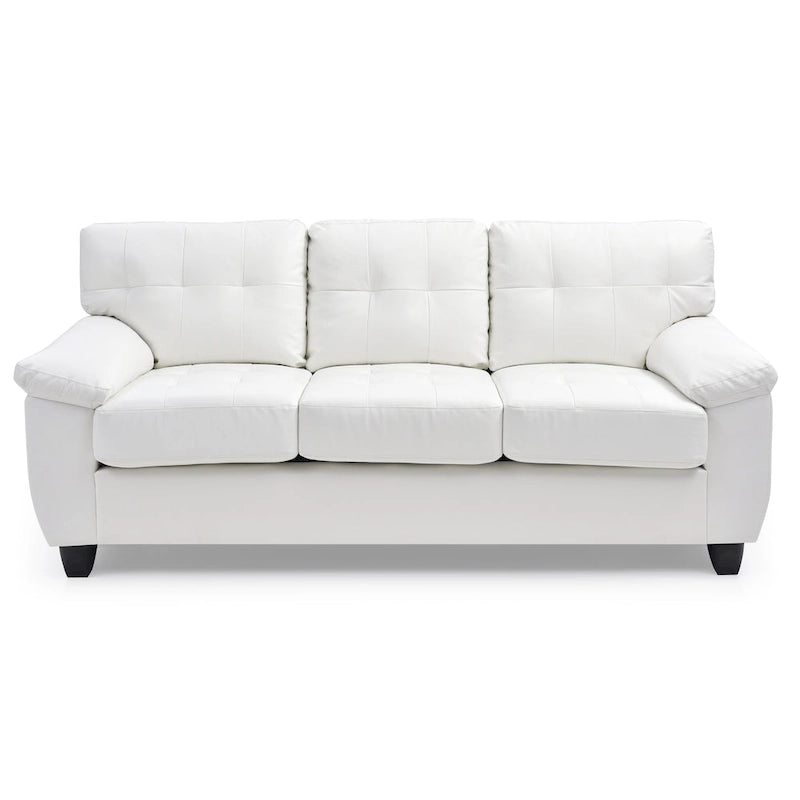 Black / Grey / White / Cappuccino Faux Leather Tufted Sofa, Seats 3