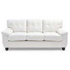 Black / Grey / White / Cappuccino Faux Leather Tufted Sofa, Seats 3