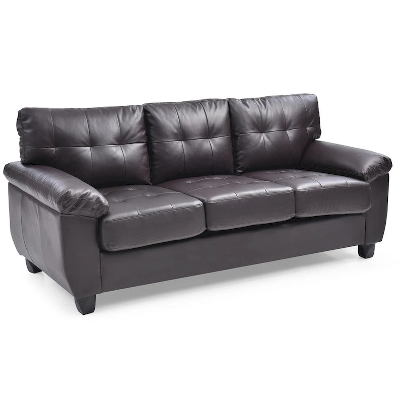 Black / Grey / White / Cappuccino Faux Leather Tufted Sofa, Seats 3