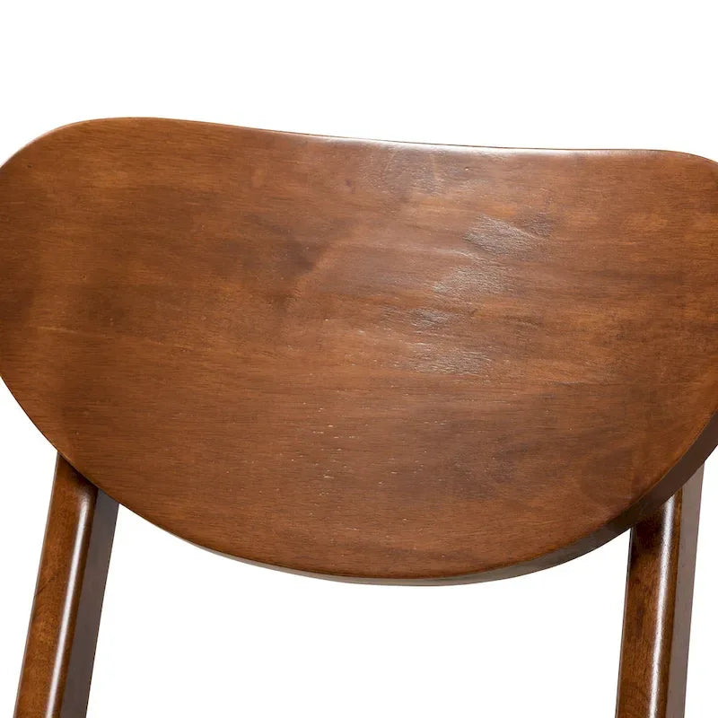 Walnut / Beige / Grey Mid-Century Bar Stool, Curved Back, Set of 2