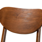 Walnut / Beige / Grey Mid-Century Bar Stool, Curved Back, Set of 2
