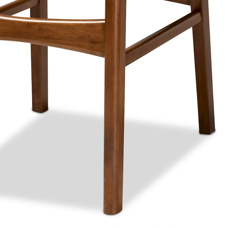 Walnut / Beige / Grey Mid-Century Bar Stool, Curved Back, Set of 2