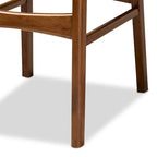 Walnut / Beige / Grey Mid-Century Bar Stool, Curved Back, Set of 2