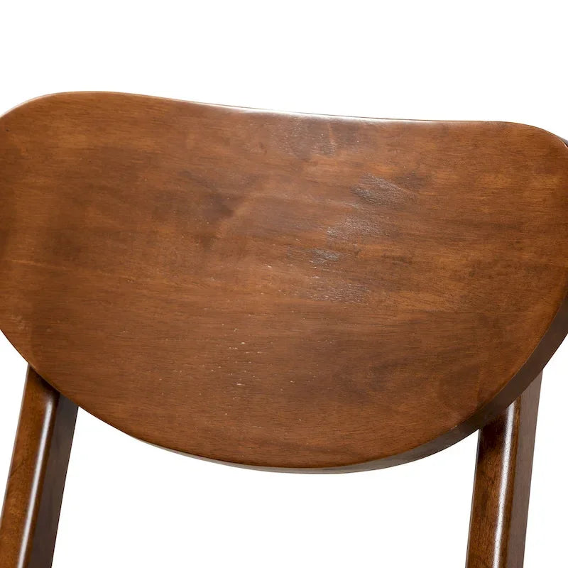 Walnut / Beige / Grey Mid-Century Bar Stool, Curved Back, Set of 2
