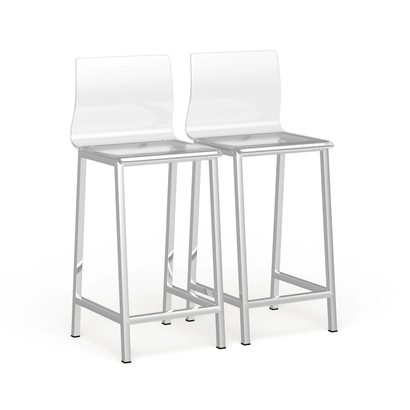 Clear Acrylic Counter Stool, Chrome/Black, Set of 2