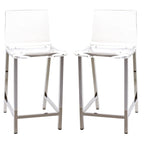 Clear Acrylic Counter Stool, Chrome/Black, Set of 2