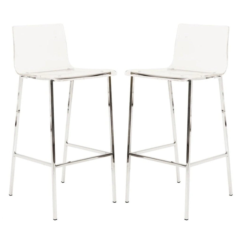 Clear Acrylic Counter Stool, Chrome/Black, Set of 2