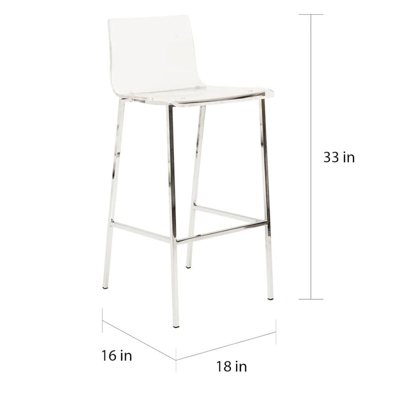 Clear Acrylic Counter Stool, Chrome/Black, Set of 2