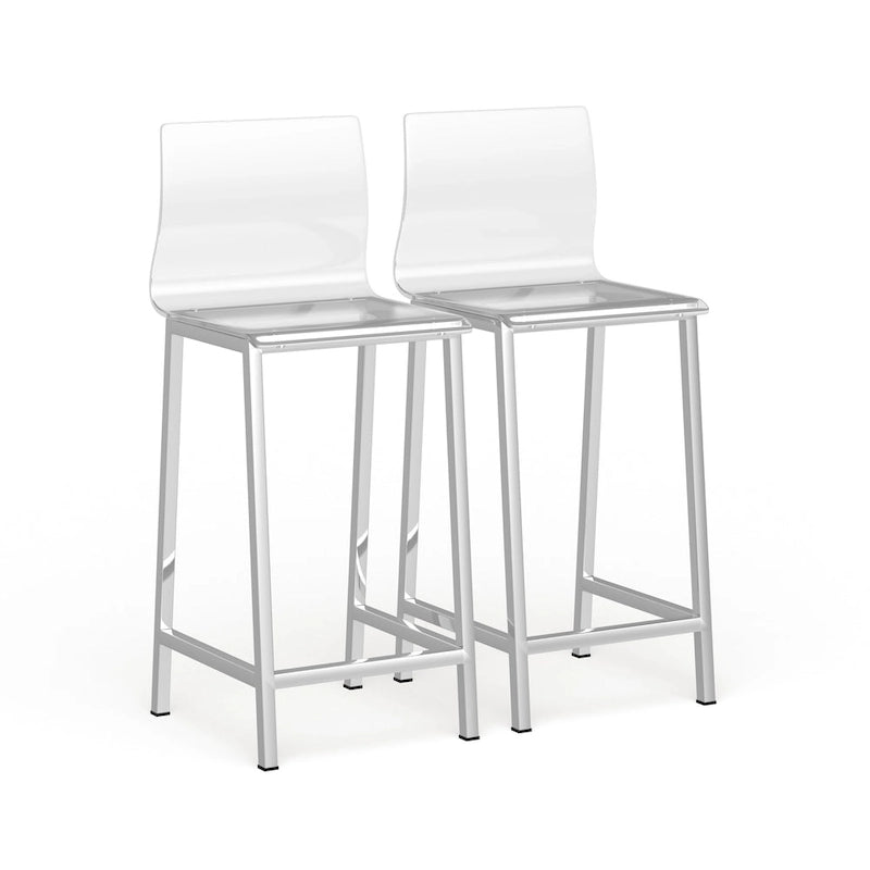 Clear Acrylic Counter Stool, Chrome/Black, Set of 2