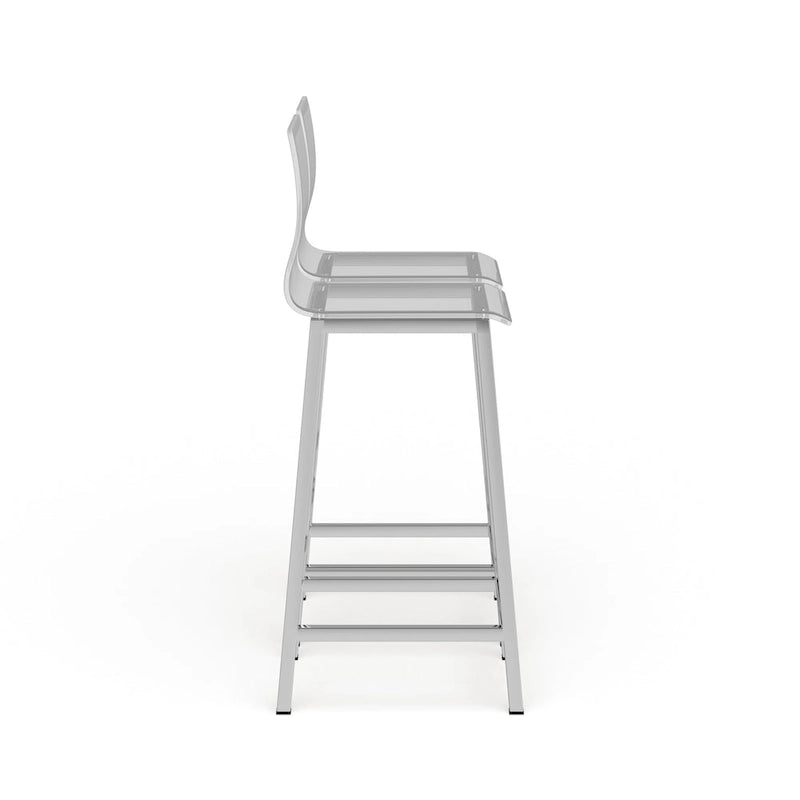 Clear Acrylic Counter Stool, Chrome/Black, Set of 2