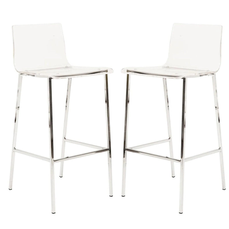 Clear Acrylic Counter Stool, Chrome/Black, Set of 2