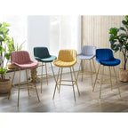 Multi-Color Velvet Swivel Barstool, Armless Counter Stool, Set of 2