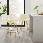 Multi-Color Velvet Swivel Barstool, Armless Counter Stool, Set of 2