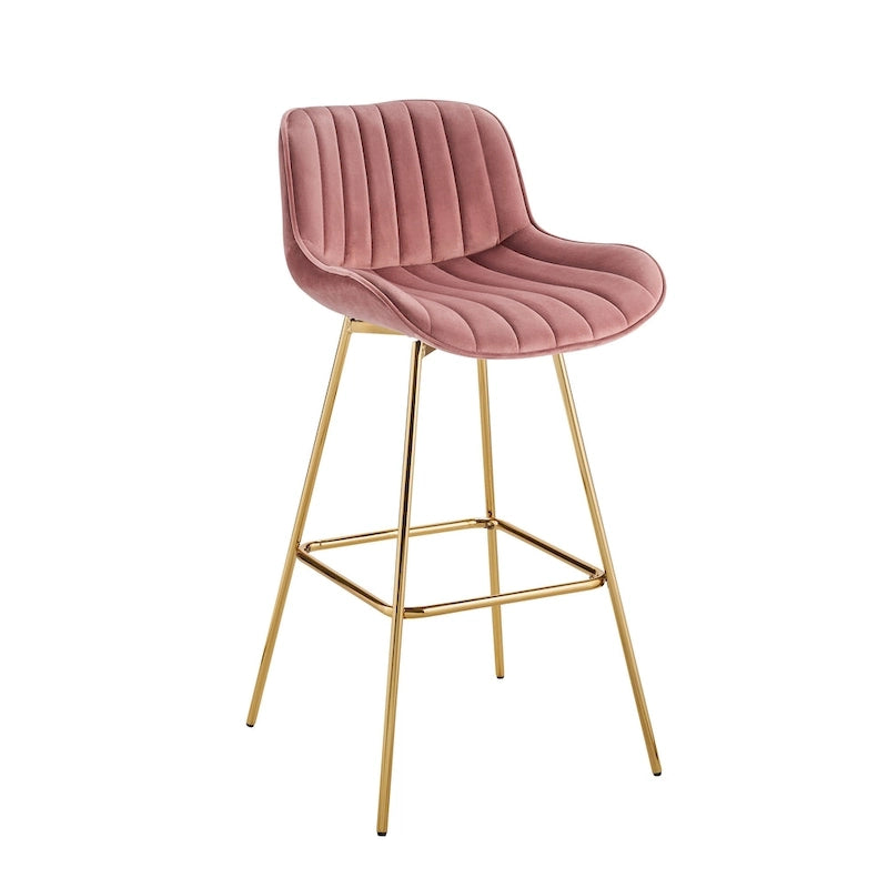 Multi-Color Velvet Swivel Barstool, Armless Counter Stool, Set of 2