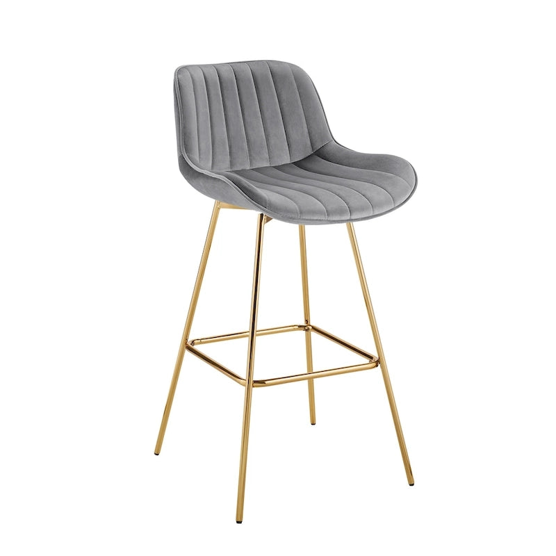 Multi-Color Velvet Swivel Barstool, Armless Counter Stool, Set of 2
