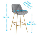 Multi-Color Velvet Swivel Barstool, Armless Counter Stool, Set of 2