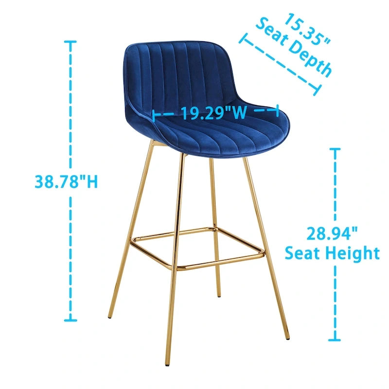Multi-Color Velvet Swivel Barstool, Armless Counter Stool, Set of 2