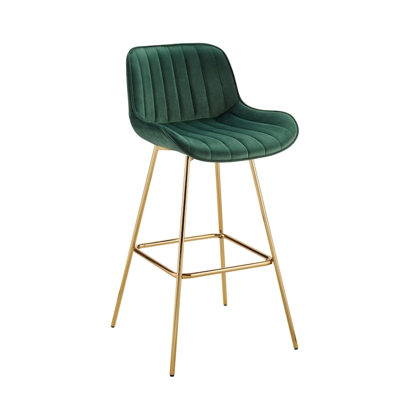 Multi-Color Velvet Swivel Barstool, Armless Counter Stool, Set of 2