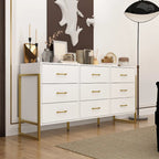 Black / White 9-Drawer Dresser with Gold Handles, Single