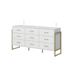 Black / White 9-Drawer Dresser with Gold Handles, Single