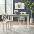 White & Gray Cross-Back Counter Height Stool, Set of 2