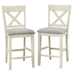 White & Gray Cross-Back Counter Height Stool, Set of 2
