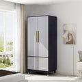 Grey / Brown / White 2-Door Wooden Wardrobe with 2 Drawers