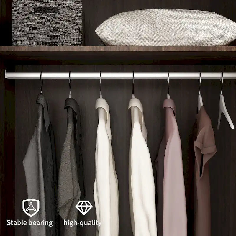 Grey / Brown / White 2-Door Wooden Wardrobe with 2 Drawers