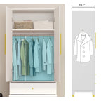 Grey / Brown / White 2-Door Wooden Wardrobe with 2 Drawers